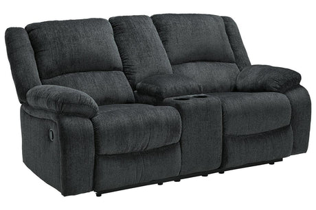 Draycoll Slate Manual Reclining Loveseat with Console by Ashley at Eve Furniture