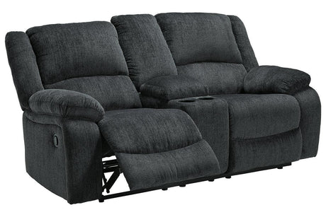 Draycoll Slate Manual Reclining Loveseat with Console by Ashley at Eve Furniture