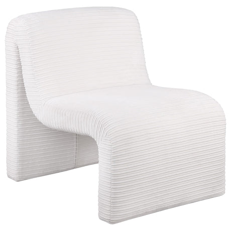 Drayton Ivory Upholstered Curved Armless Accent Chair by Coaster at Eve Furniture