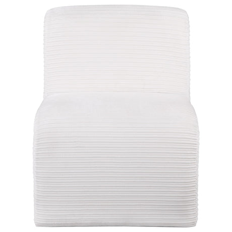 Drayton Ivory Upholstered Curved Armless Accent Chair by Coaster at Eve Furniture