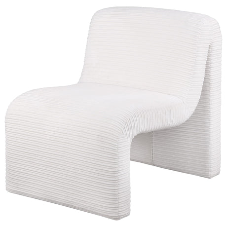 Drayton Ivory Upholstered Curved Armless Accent Chair by Coaster at Eve Furniture
