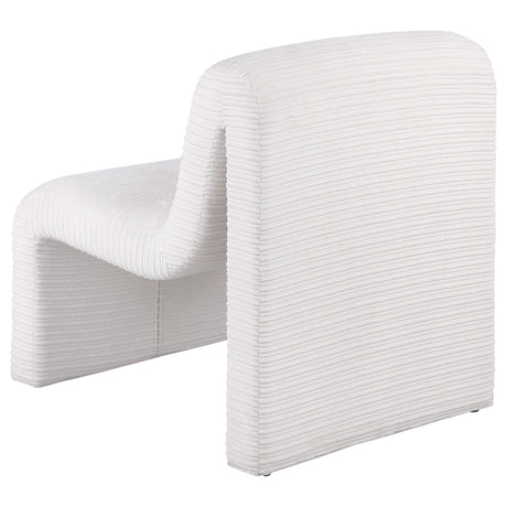 Drayton Ivory Upholstered Curved Armless Accent Chair by Coaster at Eve Furniture