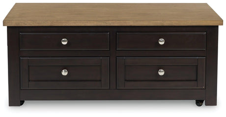 Drazmine Brown Lift-Top Coffee Table by Ashley at Eve Furniture