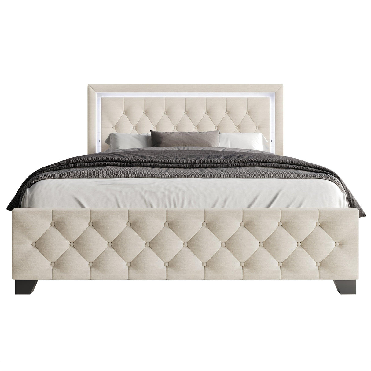 Dream Haven Beige Twin Platform Bed by Happy Homes at Eve Furniture