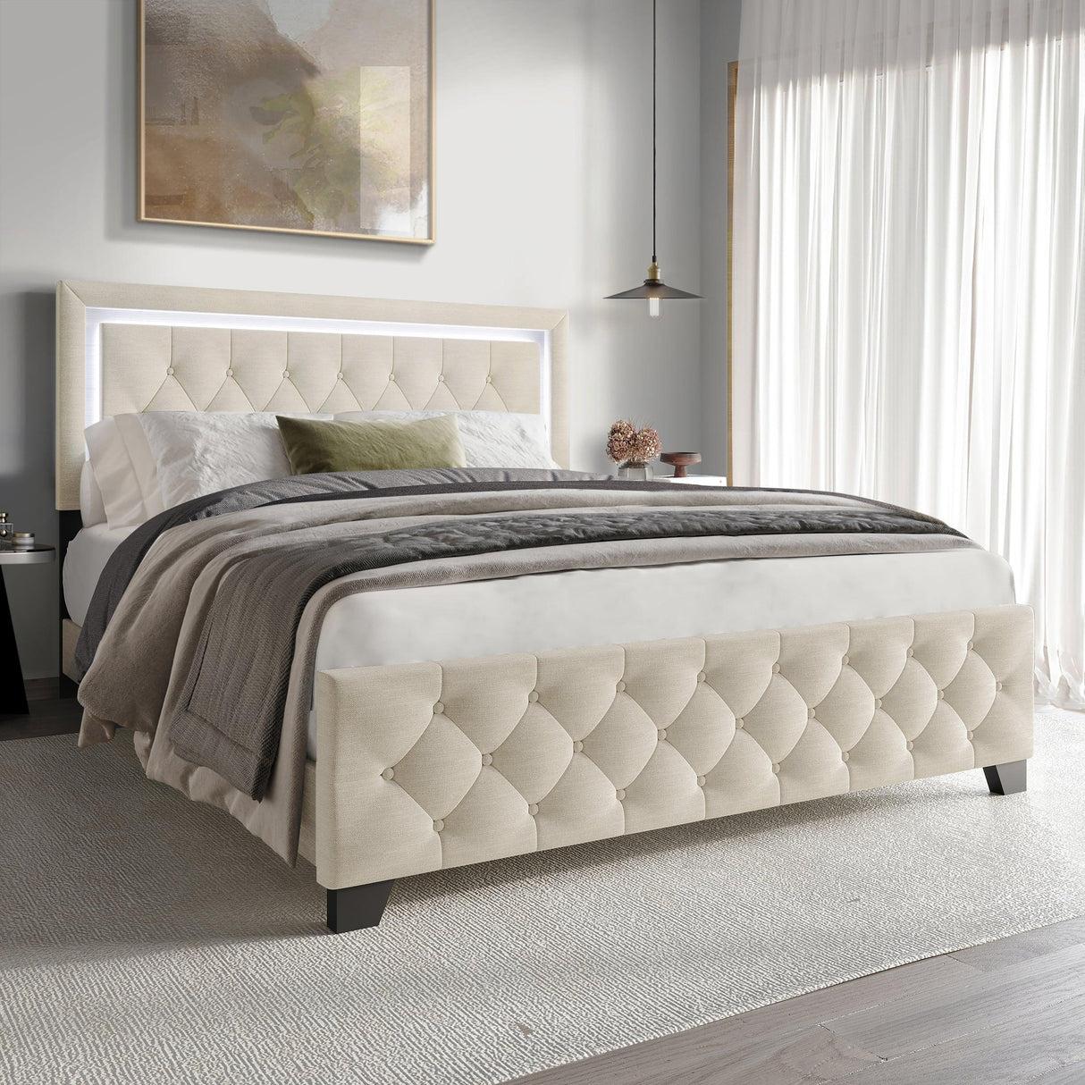 Dream Haven Beige Twin Platform Bed by Happy Homes at Eve Furniture