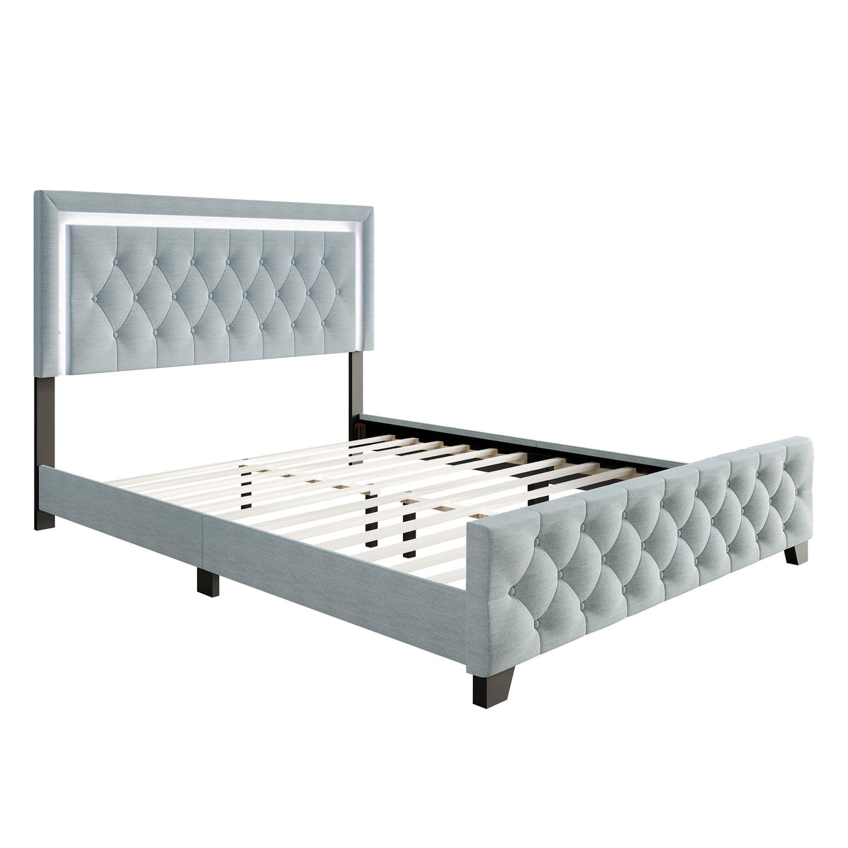 Dream Haven Sky Blue Full Platform Bed by Happy Homes at Eve Furniture
