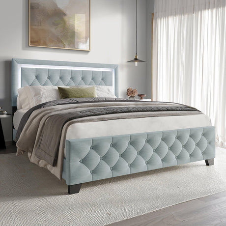 Dream Haven Sky Blue Full Platform Bed by Happy Homes at Eve Furniture