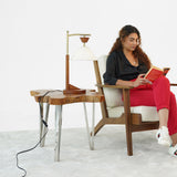 Dreamlight Table Lamp, Brown Solid Wood Base with Elegant Cone Linen Shade by Ashcroft Furniture at Eve Furniture
