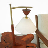 Dreamlight Table Lamp, Brown Solid Wood Base with Elegant Cone Linen Shade by Ashcroft Furniture at Eve Furniture