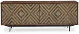 Dreggan Brown/Gold Finish Accent Cabinet