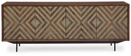 Dreggan Brown/Gold Finish Accent Cabinet by Ashley at Eve Furniture