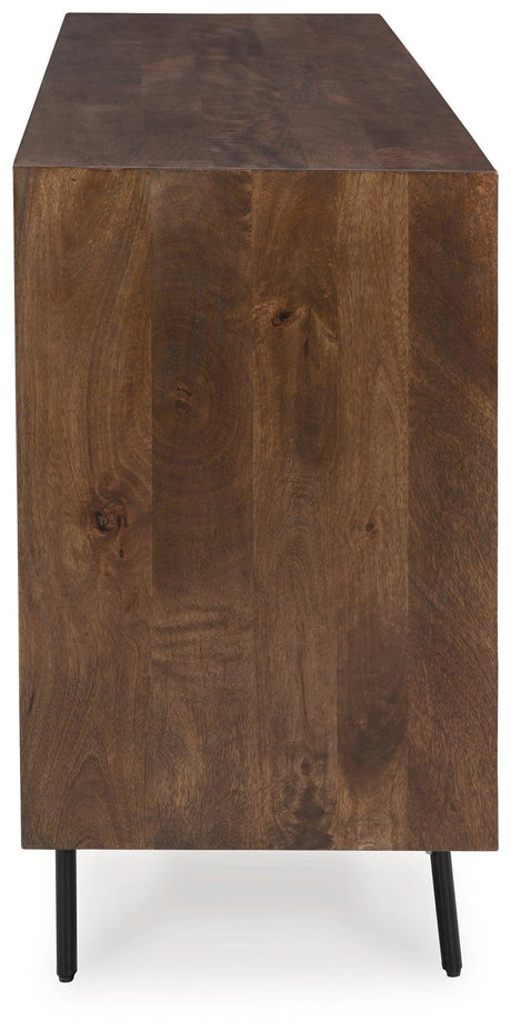 Dreggan Brown/Gold Finish Accent Cabinet by Ashley at Eve Furniture