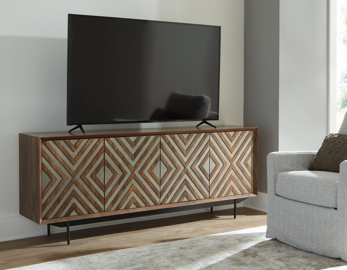 Dreggan Brown/Gold Finish Accent Cabinet by Ashley at Eve Furniture