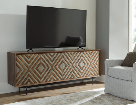 Dreggan Brown/Gold Finish Accent Cabinet by Ashley at Eve Furniture