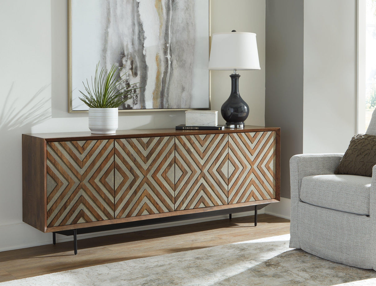 Dreggan Brown/Gold Finish Accent Cabinet by Ashley at Eve Furniture