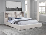 Dreux Cream Upholstered California King Panel Platform Bed by Coaster at Eve Furniture