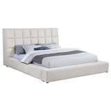 Dreux Cream Upholstered Eastern King Panel Platform Bed by Coaster at Eve Furniture