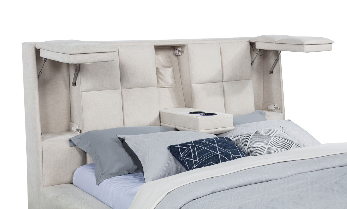 Dreux Cream Upholstered Queen Panel Platform Bed by Coaster at Eve Furniture