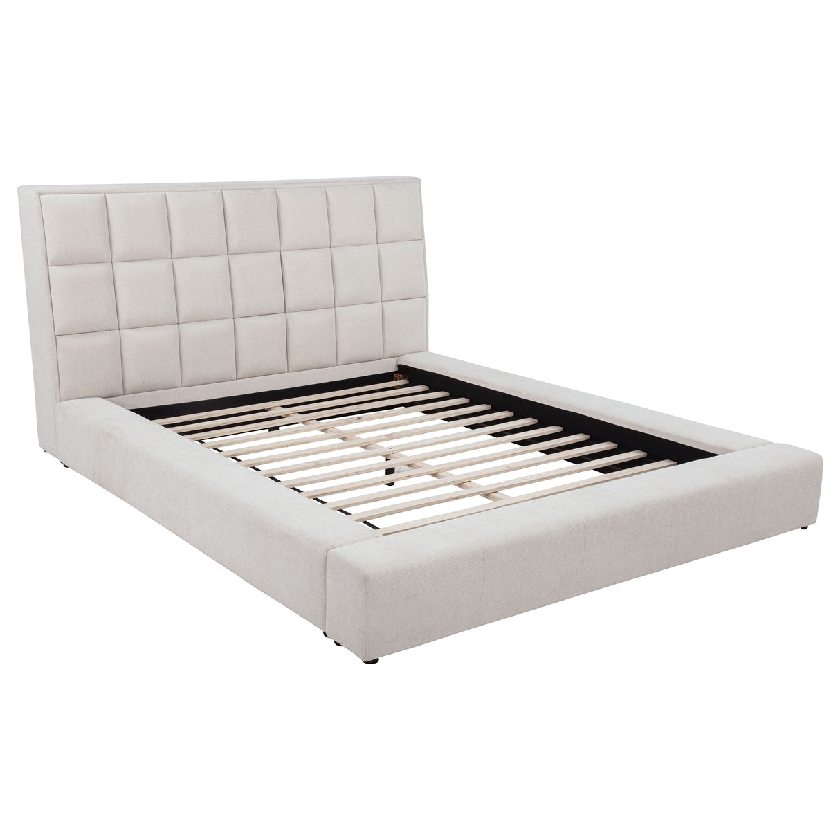 Dreux Cream Upholstered Queen Panel Platform Bed by Coaster at Eve Furniture