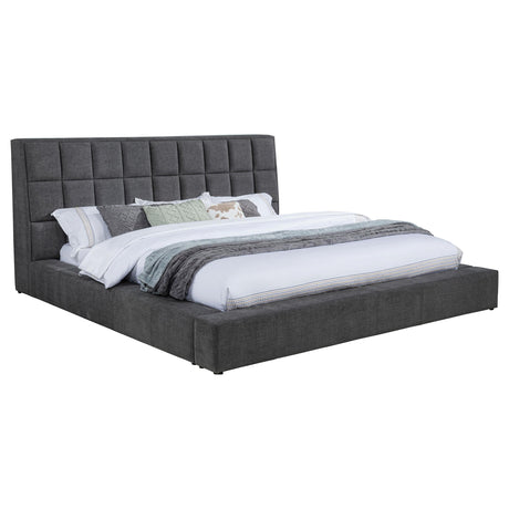 Dreux Gray Upholstered California King Panel Platform Bed by Coaster at Eve Furniture