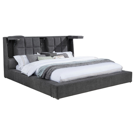 Dreux Gray Upholstered California King Panel Platform Bed by Coaster at Eve Furniture