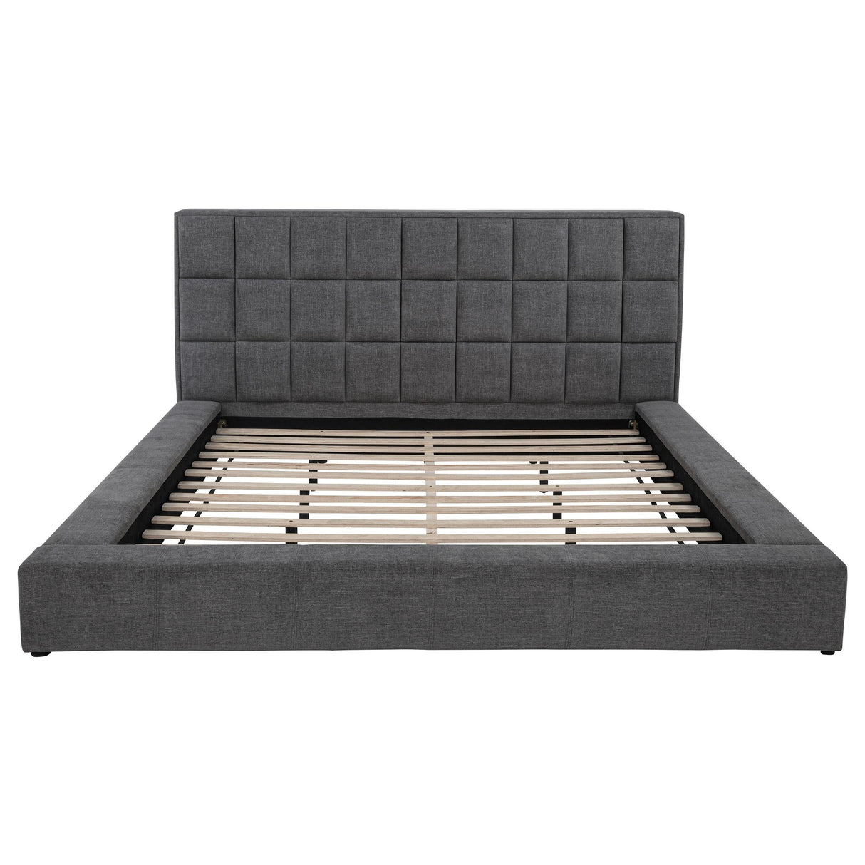 Dreux Gray Upholstered California King Panel Platform Bed by Coaster at Eve Furniture