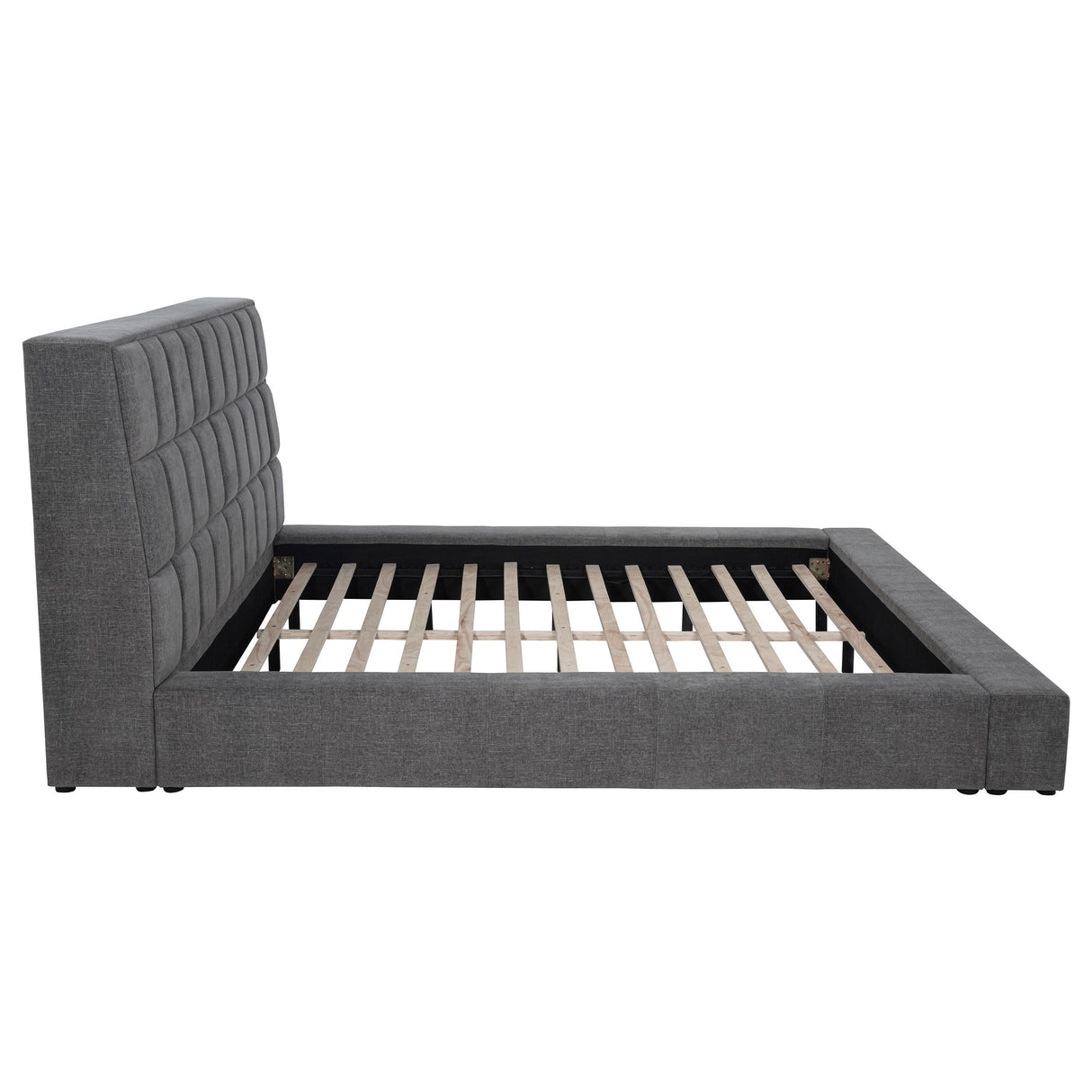 Dreux Gray Upholstered California King Panel Platform Bed by Coaster at Eve Furniture