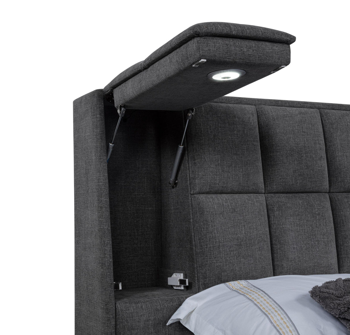 Dreux Gray Upholstered Eastern King Panel Platform Bed by Coaster at Eve Furniture