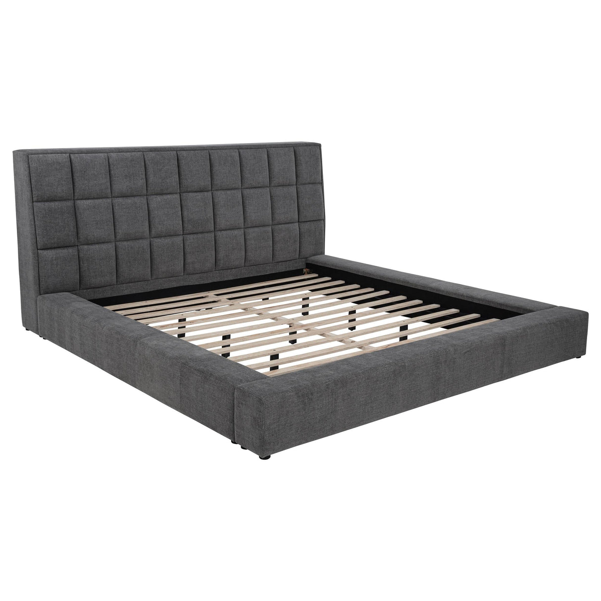 Dreux Gray Upholstered Eastern King Panel Platform Bed by Coaster at Eve Furniture