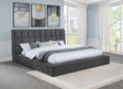 Dreux Gray Upholstered Eastern King Panel Platform Bed by Coaster at Eve Furniture