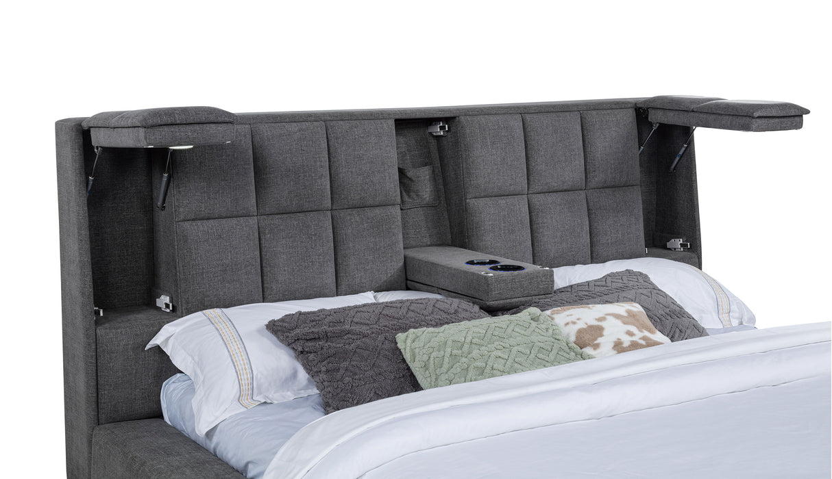 Dreux Grey Upholstered Queen Panel Platform Bed by Coaster at Eve Furniture
