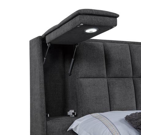 Dreux Grey Upholstered Queen Panel Platform Bed by Coaster at Eve Furniture
