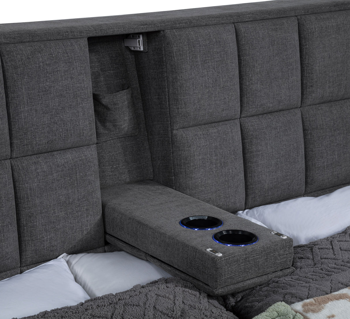 Dreux Grey Upholstered Queen Panel Platform Bed by Coaster at Eve Furniture