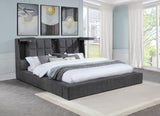 Dreux Grey Upholstered Queen Panel Platform Bed by Coaster at Eve Furniture