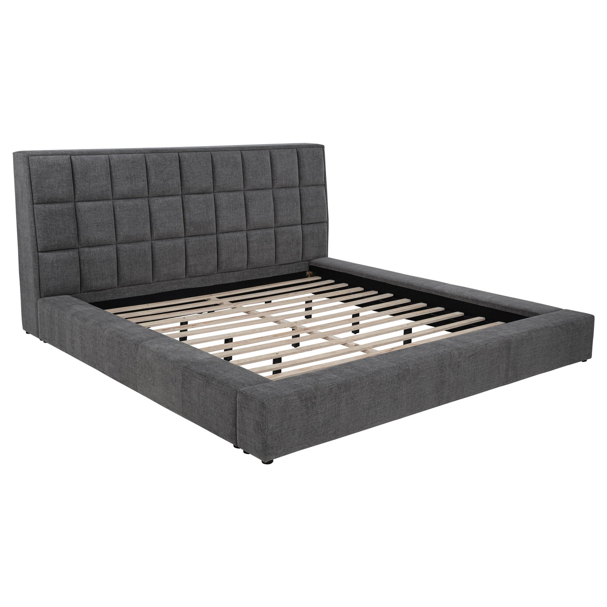 Dreux Grey Upholstered Queen Panel Platform Bed by Coaster at Eve Furniture