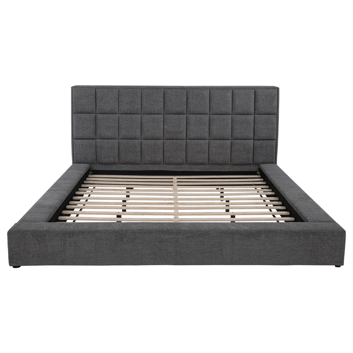 Dreux Grey Upholstered Queen Panel Platform Bed by Coaster at Eve Furniture