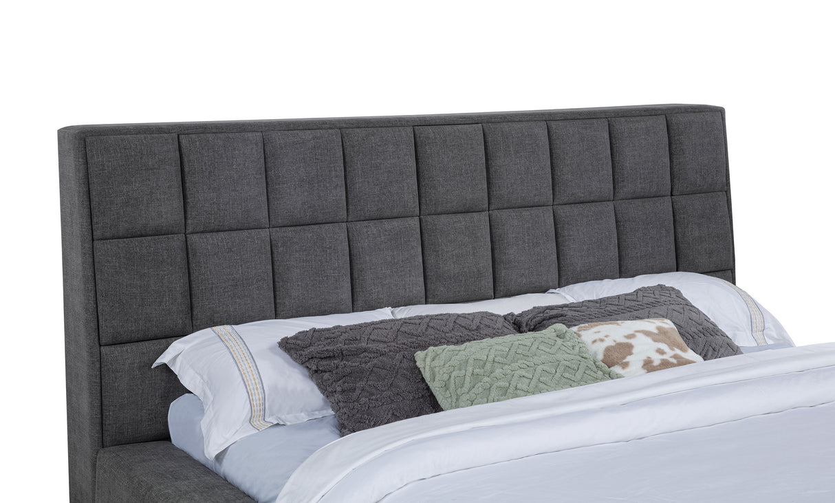 Dreux Grey Upholstered Queen Panel Platform Bed by Coaster at Eve Furniture