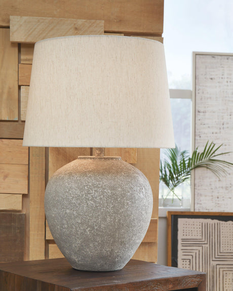 Dreward Distressed Gray Table Lamp by Ashley at Eve Furniture