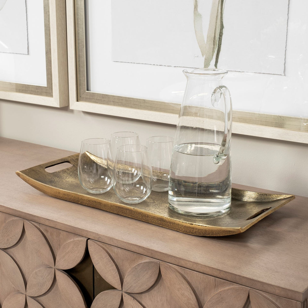 Drey 24L x 10W Gold Rectangular Tray by Mercana at Eve Furniture