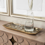 Drey 24L x 10W Gold Rectangular Tray by Mercana at Eve Furniture