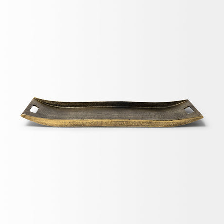 Drey Gold Rectangular Tray by Mercana at Eve Furniture