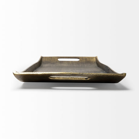 Drey Gold Rectangular Tray by Mercana at Eve Furniture