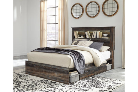 Drystan Multi Queen LED Bookcase Storage Platform Bed with 4 Drawers by Ashley at Eve Furniture
