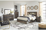 Drystan Multi Queen LED Bookcase Storage Platform Bed with 4 Drawers by Ashley at Eve Furniture