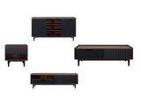 Duane 4 Piece Living Room Set in Dark Brown and Black by Manhattan Comfort at Eve Furniture
