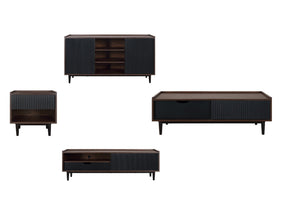 Duane 4 Piece Living Room Set in Dark Brown and Black by Manhattan Comfort at Eve Furniture