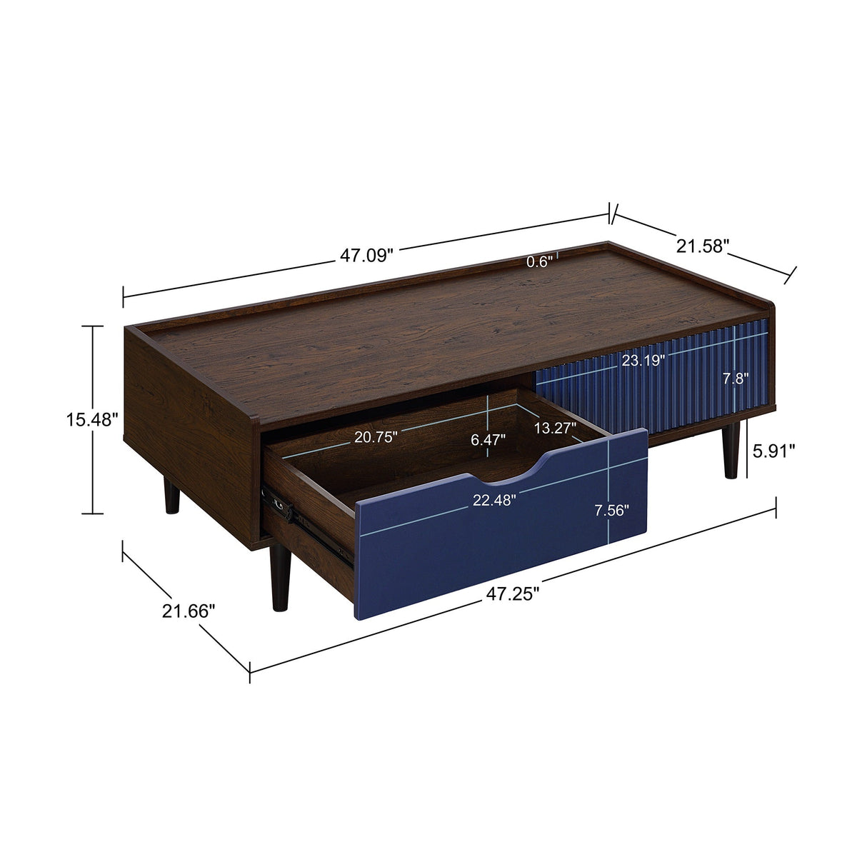 Duane 4 Piece Living Room Set in Dark Brown and Navy Blue by Manhattan Comfort at Eve Furniture