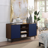 Duane 4 Piece Living Room Set in Dark Brown and Navy Blue by Manhattan Comfort at Eve Furniture