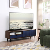 Duane 4 Piece Living Room Set in Dark Brown and Navy Blue by Manhattan Comfort at Eve Furniture