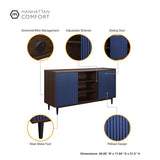Duane 4 Piece Living Room Set in Dark Brown and Navy Blue by Manhattan Comfort at Eve Furniture